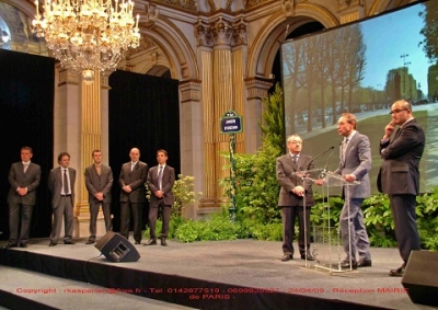 Bertrand Delanoë en plein discours le 24 avril 2009 à la mairie de Paris